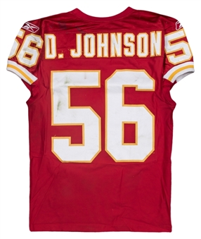 2011 Derrick Johnson Game Used Kansas City Chiefs Home Jersey Used On 11/6/2011 Vs. Miami Dolphins (Chiefs COA)